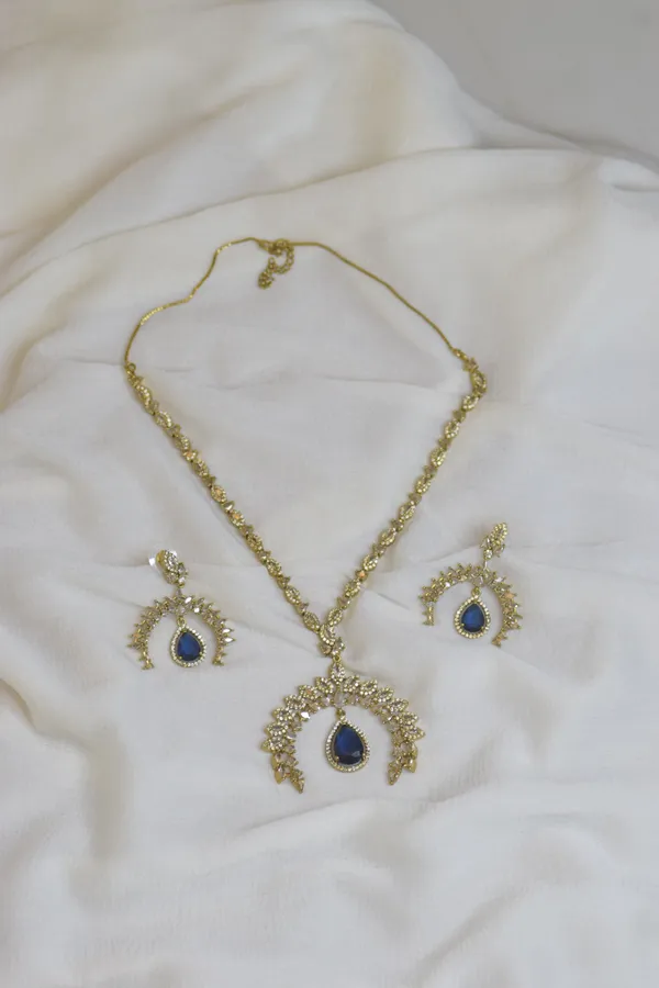 Blue_Brass_Necklace_Set_For_Women